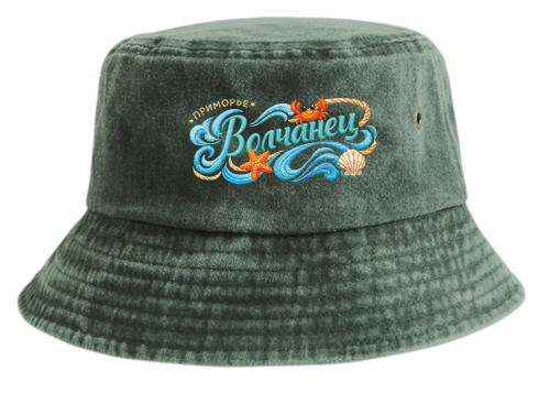 Панама взрослая с печатью Волчанец Чайка (Темно-зеленый, 54-60)